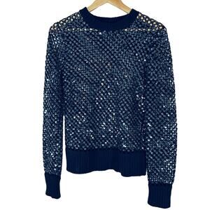 MICHAEL KORS Designer Cashmere sequin Open Knit Top Womans Small